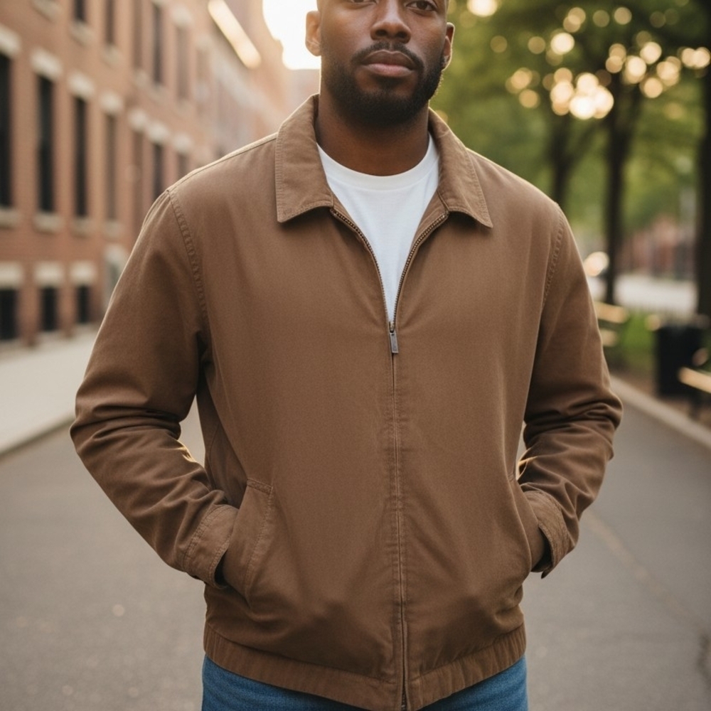 Roundtree & Yorke Men's Tan Bomber Jacket